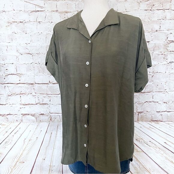 Frame button up military blouse top - Picture 1 of 7